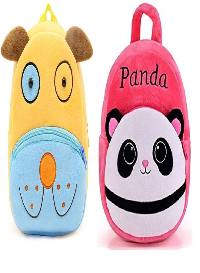 Black Hill Kids School Bag Soft Plush Backpack Cartoon Bags Mini Travel Bag for for Girls Boys Toddler Baby Cute Dog & Pink Panda - Image 1